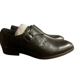 Stacy Adams Karcher Plain Toe Monk Straps-Black Leather 8.5